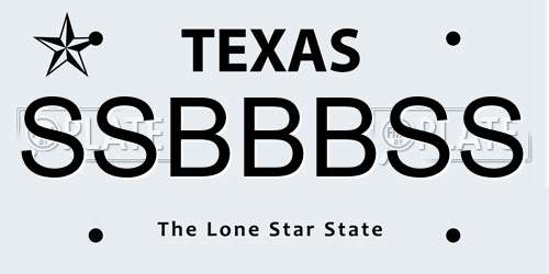 SSBBBSS Texas License Plate