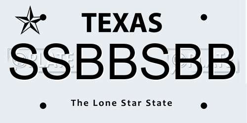 SSBBSBB Texas License Plate