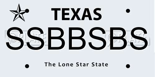 SSBBSBS Texas License Plate