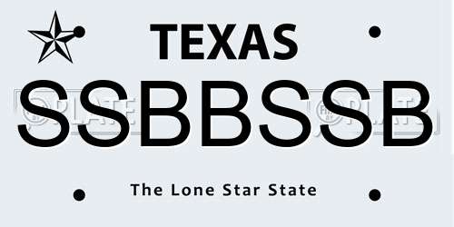 SSBBSSB Texas License Plate