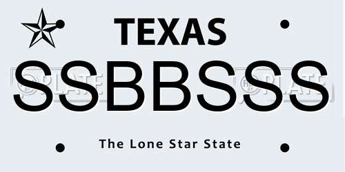 SSBBSSS Texas License Plate