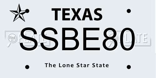 SSBE80 Texas License Plate