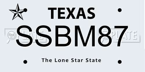 SSBM87 Texas License Plate