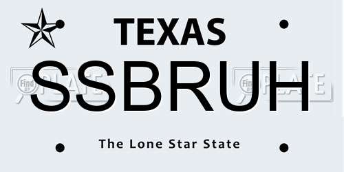 SSBRUH Texas License Plate