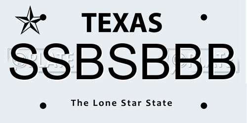 SSBSBBB Texas License Plate