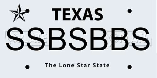 SSBSBBS Texas License Plate