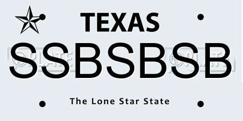 SSBSBSB Texas License Plate