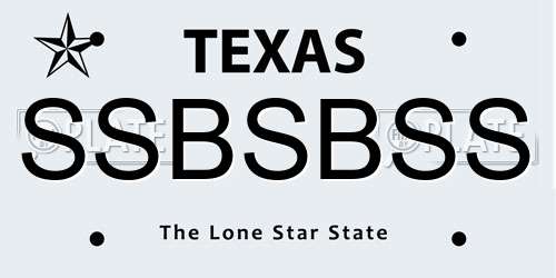 SSBSBSS Texas License Plate