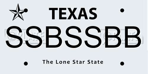 SSBSSBB Texas License Plate