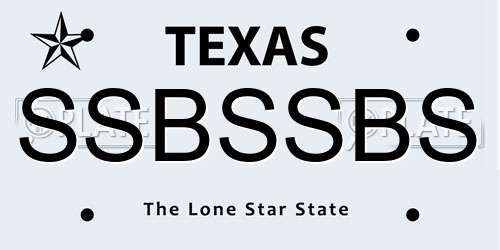 SSBSSBS Texas License Plate