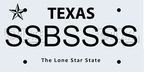 SSBSSSS Texas License Plate