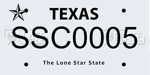 SSC0005 Texas License Plate