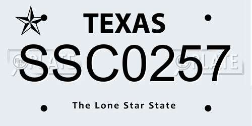 SSC0257 Texas License Plate