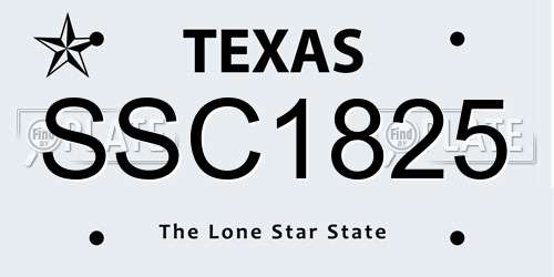 SSC1825 Texas License Plate