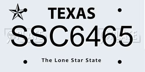 SSC6465 Texas License Plate