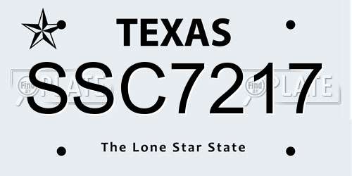 SSC7217 Texas License Plate