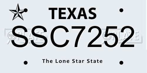 SSC7252 Texas License Plate