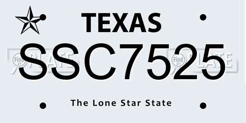 SSC7525 Texas License Plate