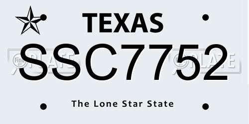SSC7752 Texas License Plate