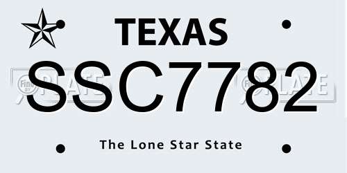 SSC7782 Texas License Plate