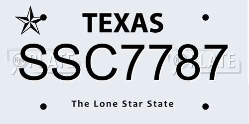 SSC7787 Texas License Plate
