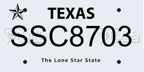 SSC8703 Texas License Plate