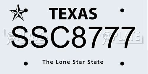 SSC8777 Texas License Plate