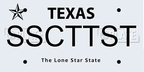 SSCTTST Texas License Plate