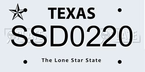SSD0220 Texas License Plate