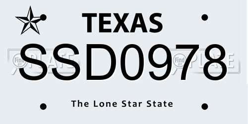 SSD0978 Texas License Plate