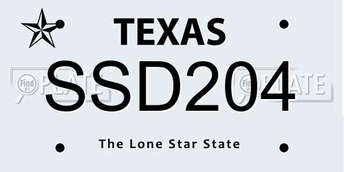 SSD204 Texas License Plate
