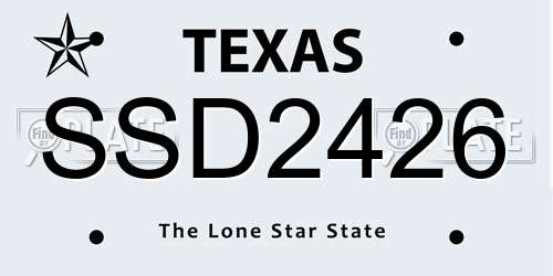 SSD2426 Texas License Plate