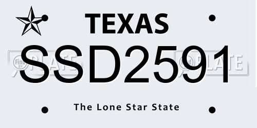 SSD2591 Texas License Plate