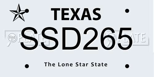 SSD265 Texas License Plate