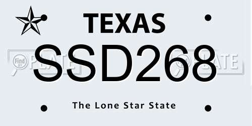 SSD268 Texas License Plate
