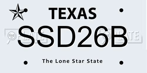 SSD26B Texas License Plate