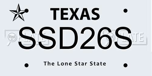 SSD26S Texas License Plate