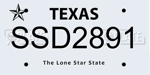 SSD2891 Texas License Plate