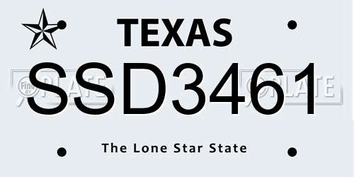SSD3461 Texas License Plate