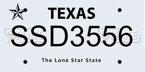 SSD3556 Texas License Plate
