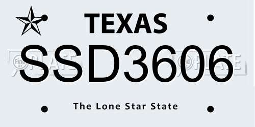 SSD3606 Texas License Plate