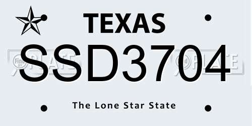 SSD3704 Texas License Plate