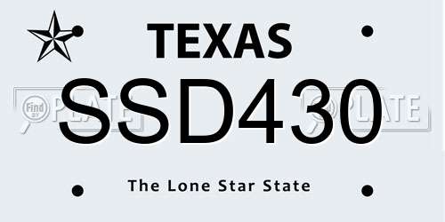 SSD430 Texas License Plate