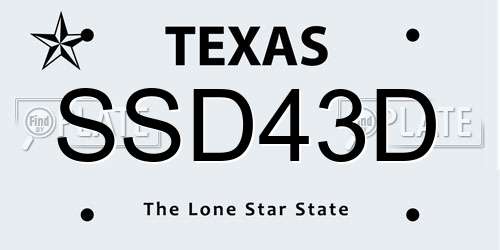 SSD43D Texas License Plate