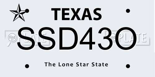SSD43O Texas License Plate