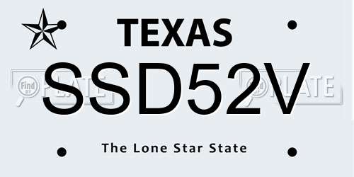 SSD52V Texas License Plate