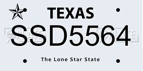 SSD5564 Texas License Plate