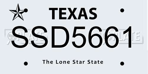 SSD5661 Texas License Plate