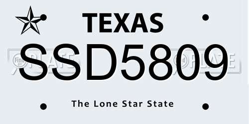 SSD5809 Texas License Plate