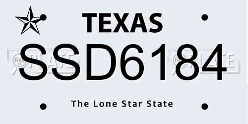 SSD6184 Texas License Plate